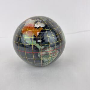 Gemstone Globe Paperweight with Black Opal Opalite Ocean